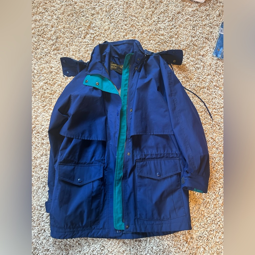Blue/green Eddie Bauer rain jacket/wind breaker